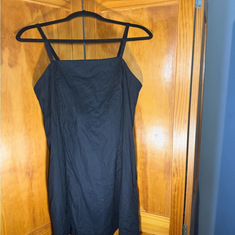 Athleta Black Slip Mini Dress with Adjustable Straps